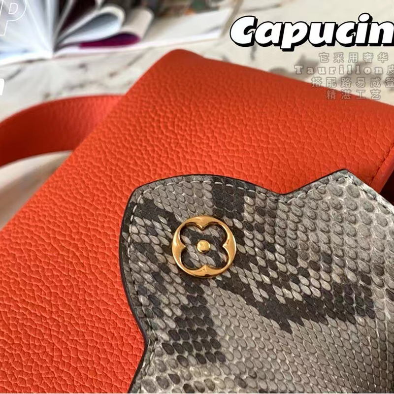 Louis Vuitton CAPUCINES MINI Taurillon Leather Bag N80007 Cornaline Orange